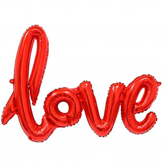 Фольгированный шар (41''/104 см) Фигура, Надпись "Love", Красный
